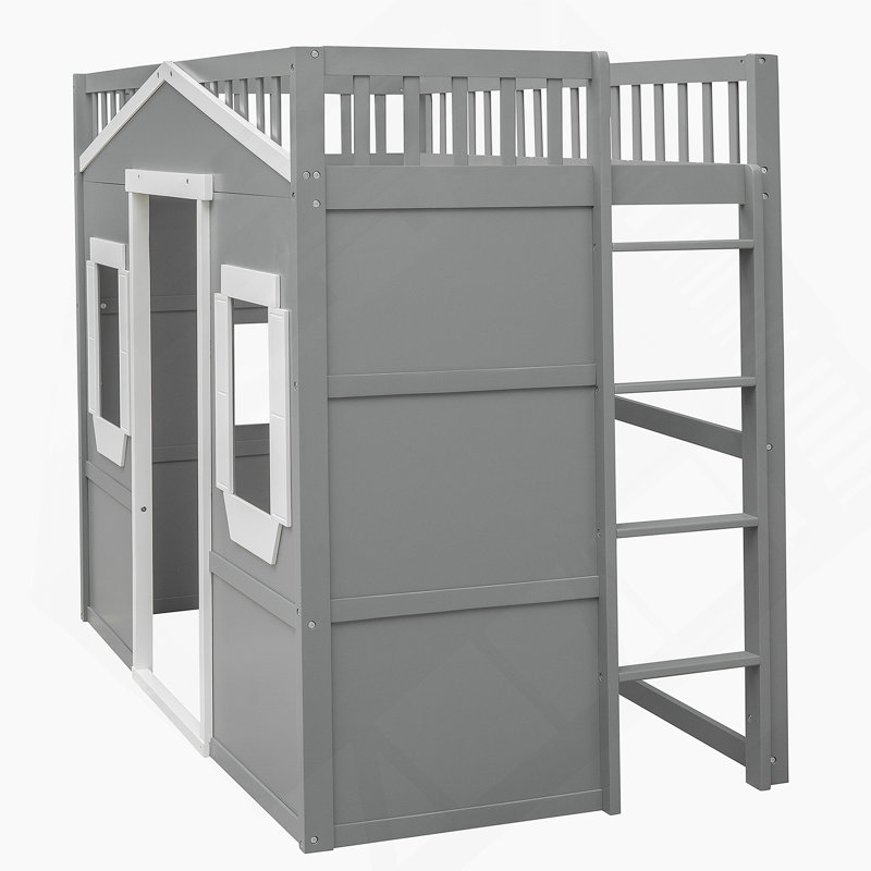 Lit mezzanine House avec échelle, Gris