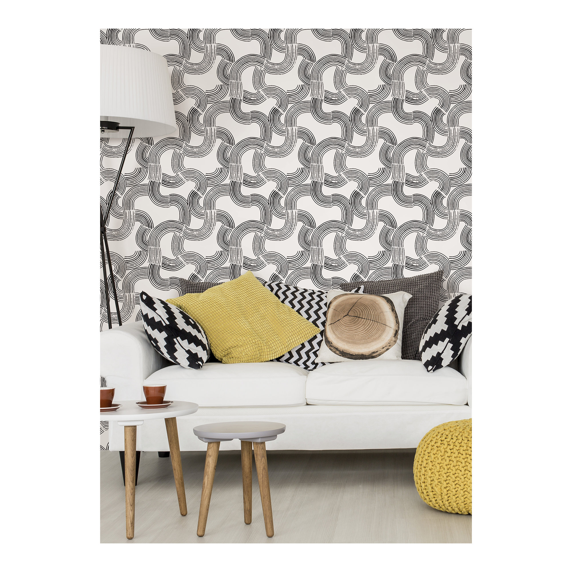 Diamond Mid-Century Peel & Stick Abstract Wallpaper, Noir