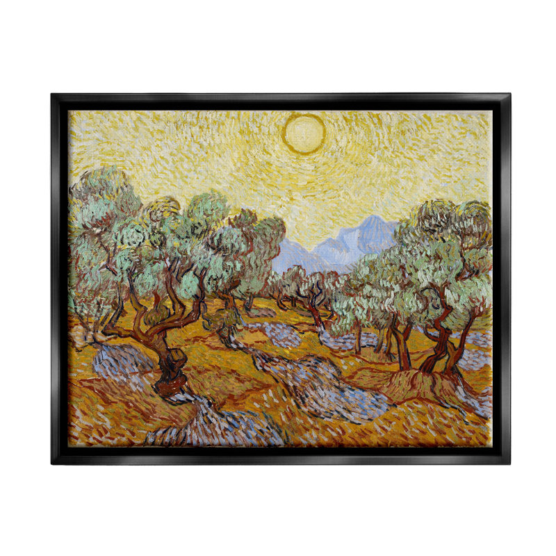 "Olive Trees" par Van Gogh, H 17 po x l 21 po x P 1,7 po, Cadre flottant noir de jais