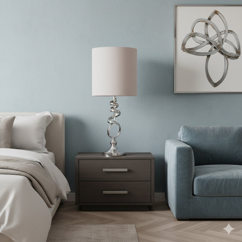 Lampe de table abstraite en métal brossé 21,5 pouces Milo