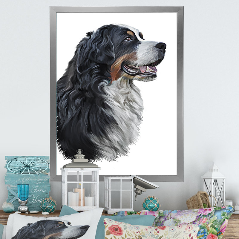 Dessin d'un bouvier bernois - sur, Impression argent sur toile encadrée, H 36 po x l 24 po x P 1 po