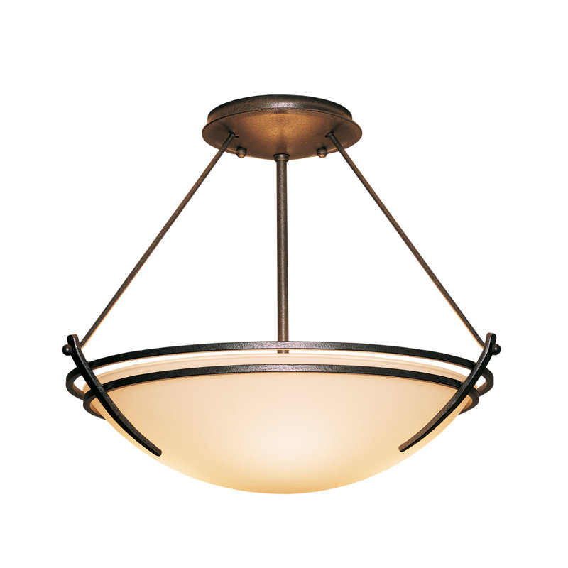 Tryne Semi Flush Mount, Bronze, Opal, 12.5" H x 16.4" W x 16.4" D