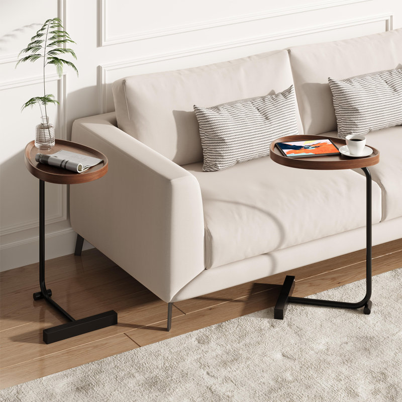 Table d'appoint en forme de C, Brun / noir