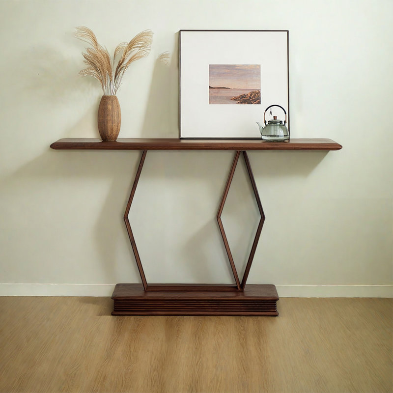 Nordic style diamond-shaped console table, 35.43" H x 58.27" W x 15.75" D