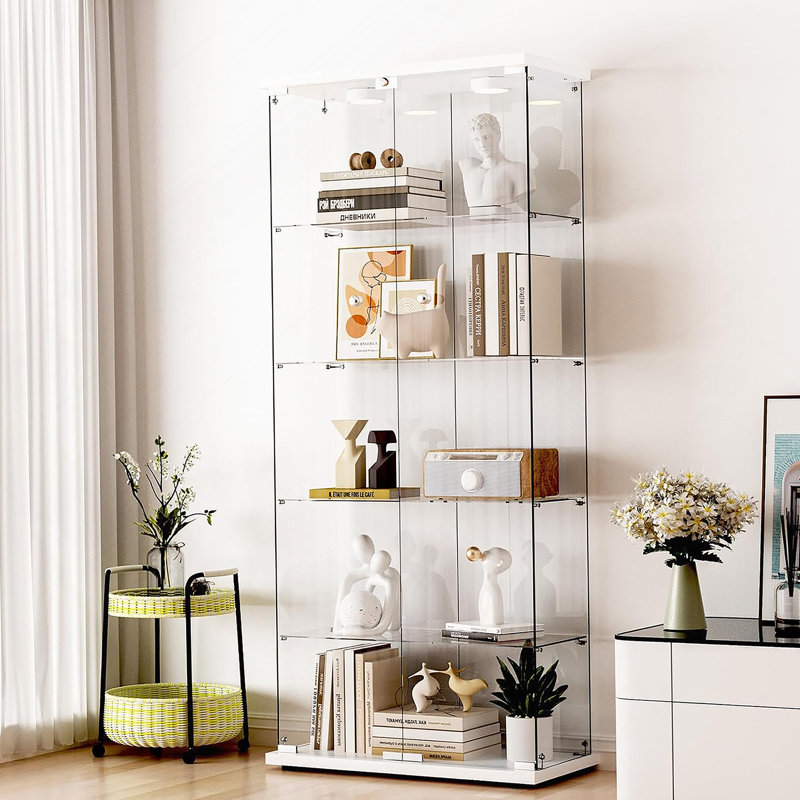Bibliothèque avec tablette, vitrine avec lumières DEL 12 couleurs et télécommande pour chambre à coucher, salon