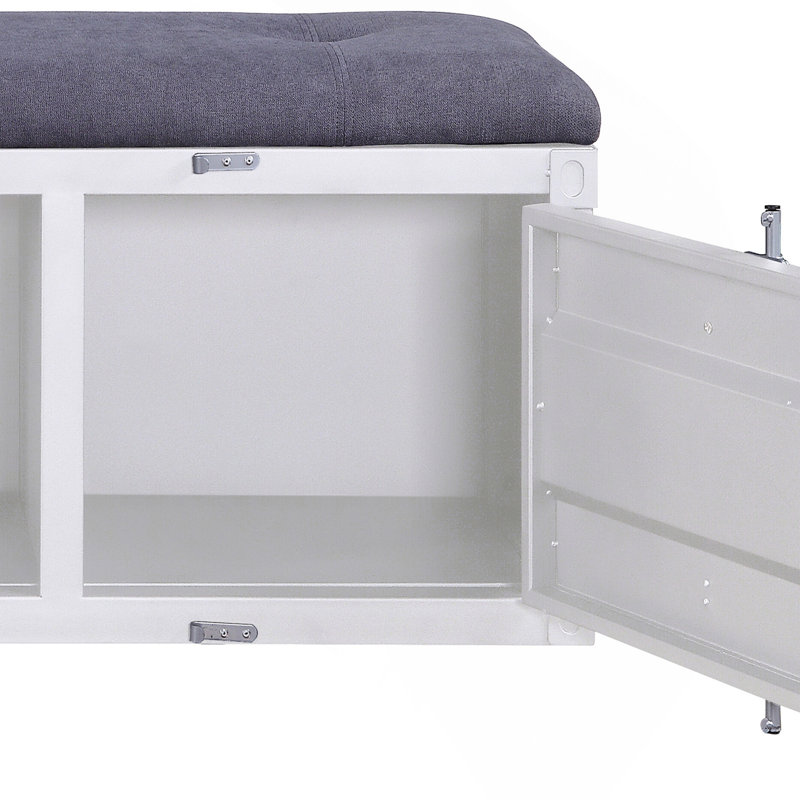 Banc de rangement gris et blanc