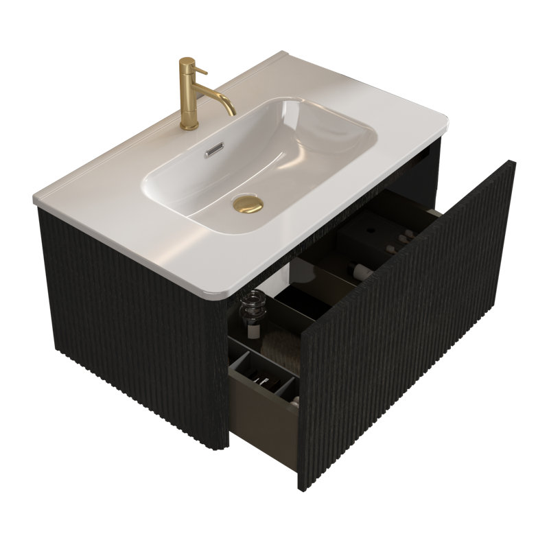 Meuble-lavabo flottant 30 po avec lavabo en céramique blanche Etna
