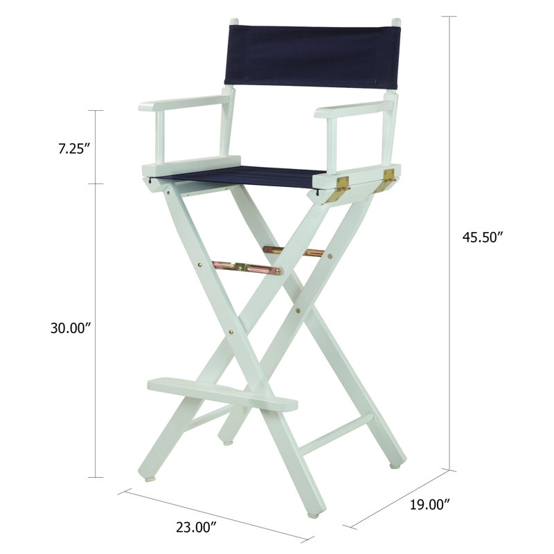 30" Folding Director Chair with Canvas, Navy Blue, White