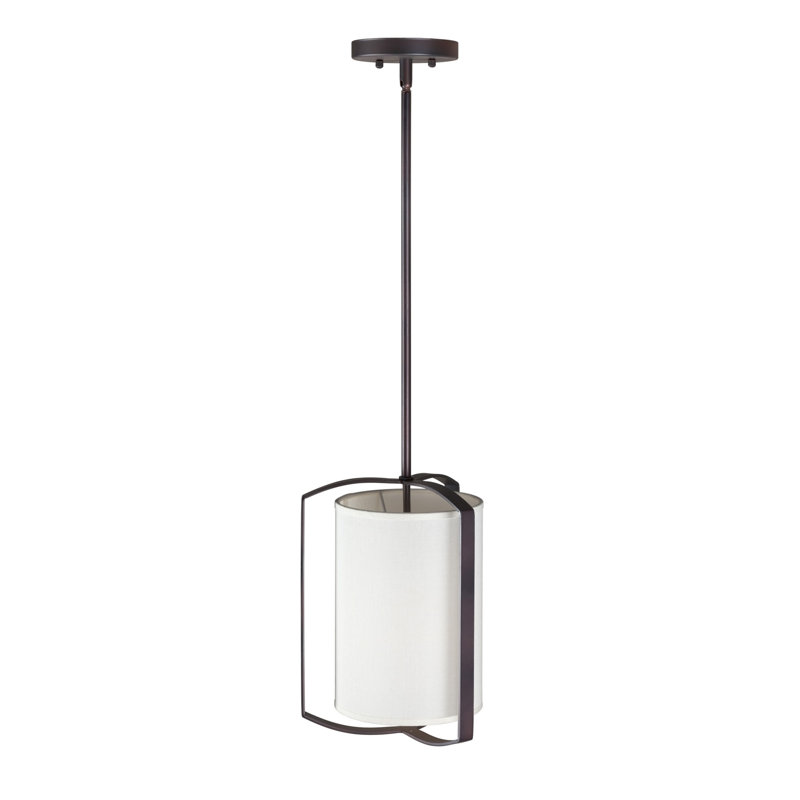 Luminaire suspendu cylindrique unique 1 lampe avec accents en fer forgé Heidelberg, Bronze antique