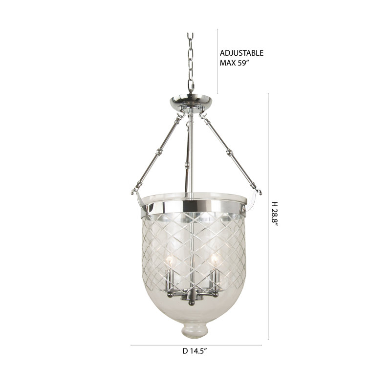 Transitional 4-Light  pendant fixture with a clear glass shade, Chrome