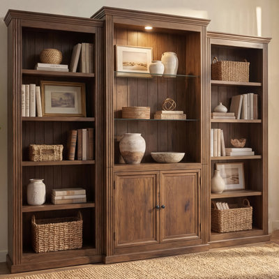 Bibliothèque 78 pièces H 78,75 "avec plafonniers à DEL