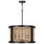 Lustre 4 lumières campagnard en rotin à intensité variable avec finition noire et hauteur réglable
