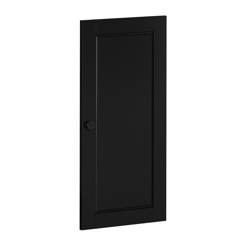 Ensemble de porte à panneau surélevé 100% bois massif Wilken, Noir