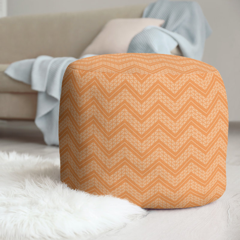 repose-pieds à motif à chevrons à la main classic, Orange vif