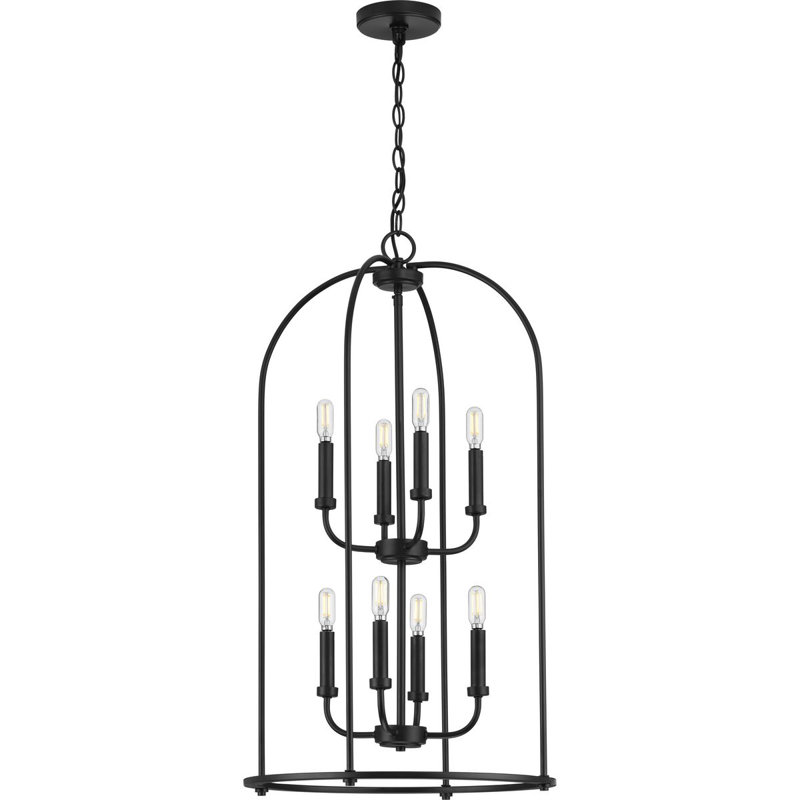 Luminaire suspendu 8 lumières lanterne cloche, Noir mat