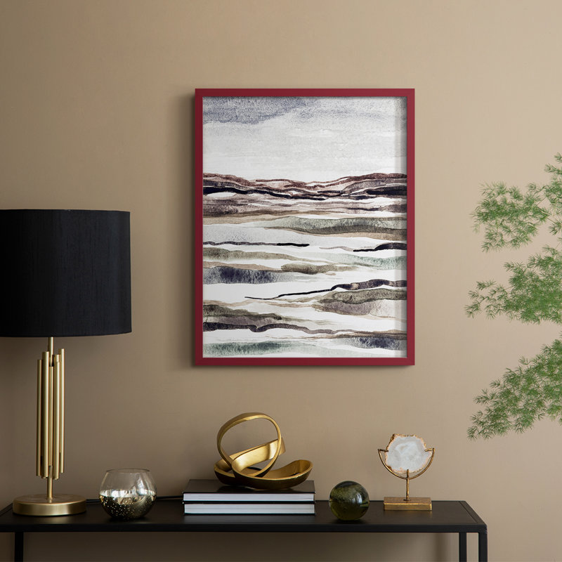 «Mute Earth Layers II», reproduction encadrée - bois massif, H 30 po x l 24 po, Rouge