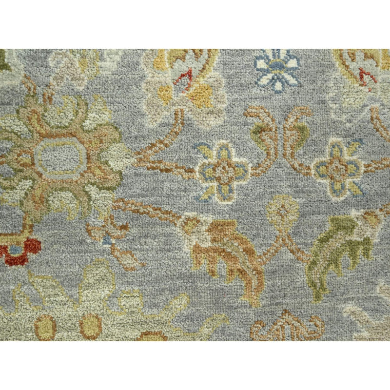 Tapis gris clair en laine nouée à la main 9 pi 2 po x 12 pi Agra avec motif Ziegler 7C53181C71754A359719B07E0D975268