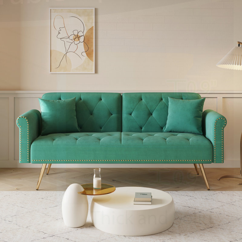 Canapé Comfy, canapé moderne, canapé-lit de salon avec coussin décoratif, Vert