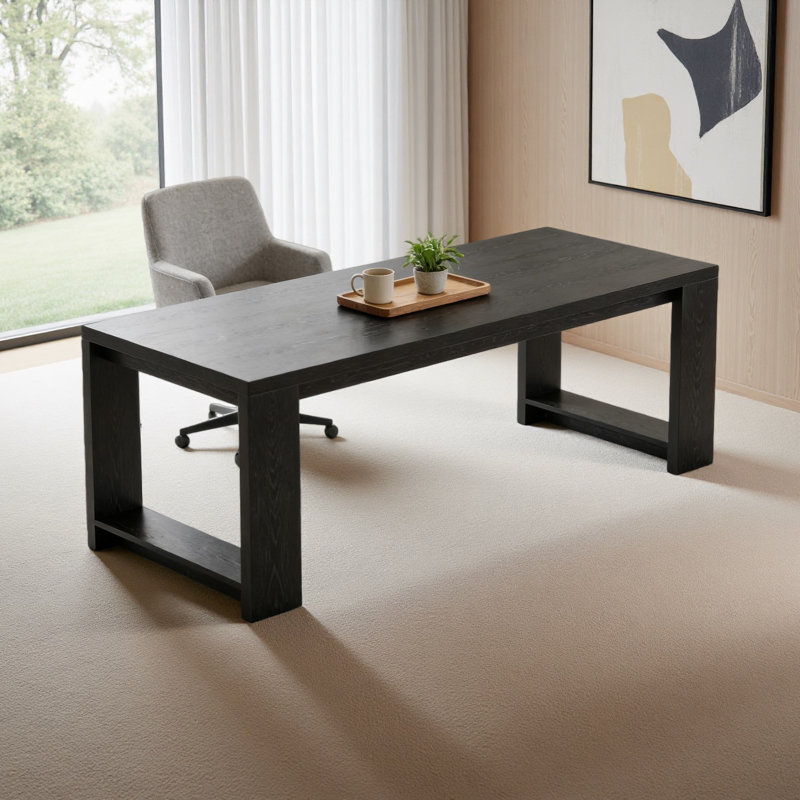 Table de cuisine élégante, table très longue, bureau chic pour 2 personnes, table de conférence, Noir