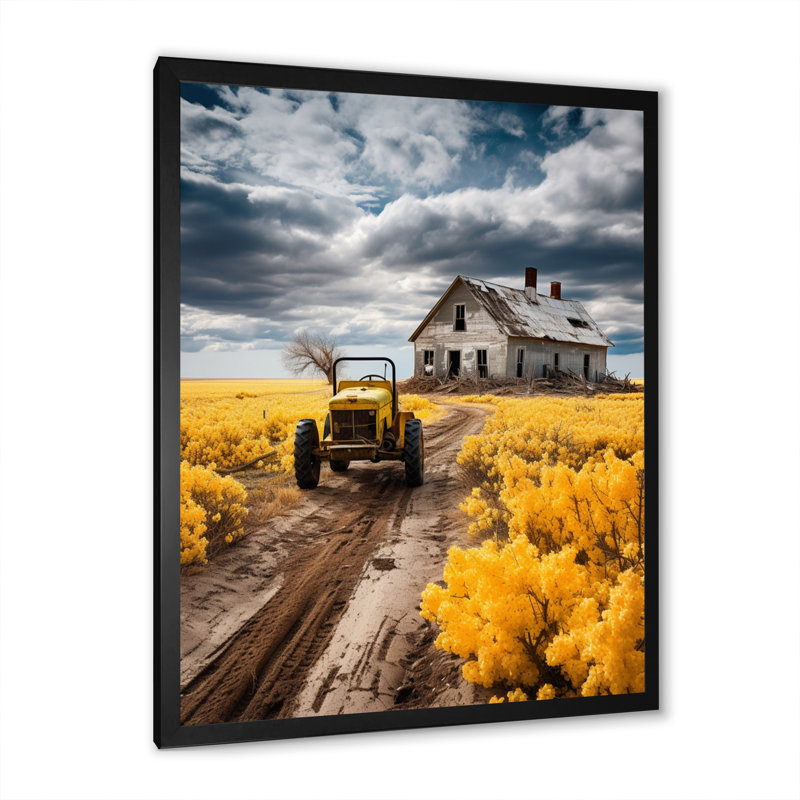 Farmhouse Tractor Countryside Haven I, Cadre simple noir, H 20 po x l 12 po x P 1 po