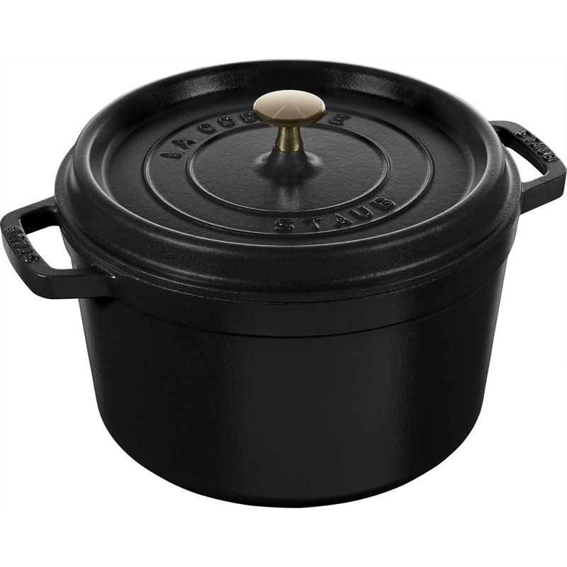 4.97-qt Cast Iron Round Dutch Oven, Black