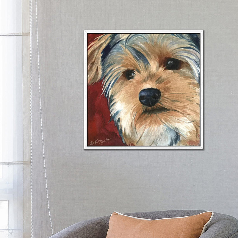 Sasha The Yorkie by Teresa Kogut - Painting on Canvas, White Framed, 66.04 cm H x 66.04 cm W