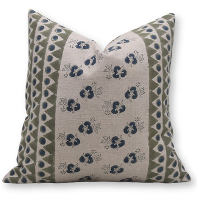 Housses de coussin en lin pur à motif de Fab Fabine (lune de montagne, bleu)