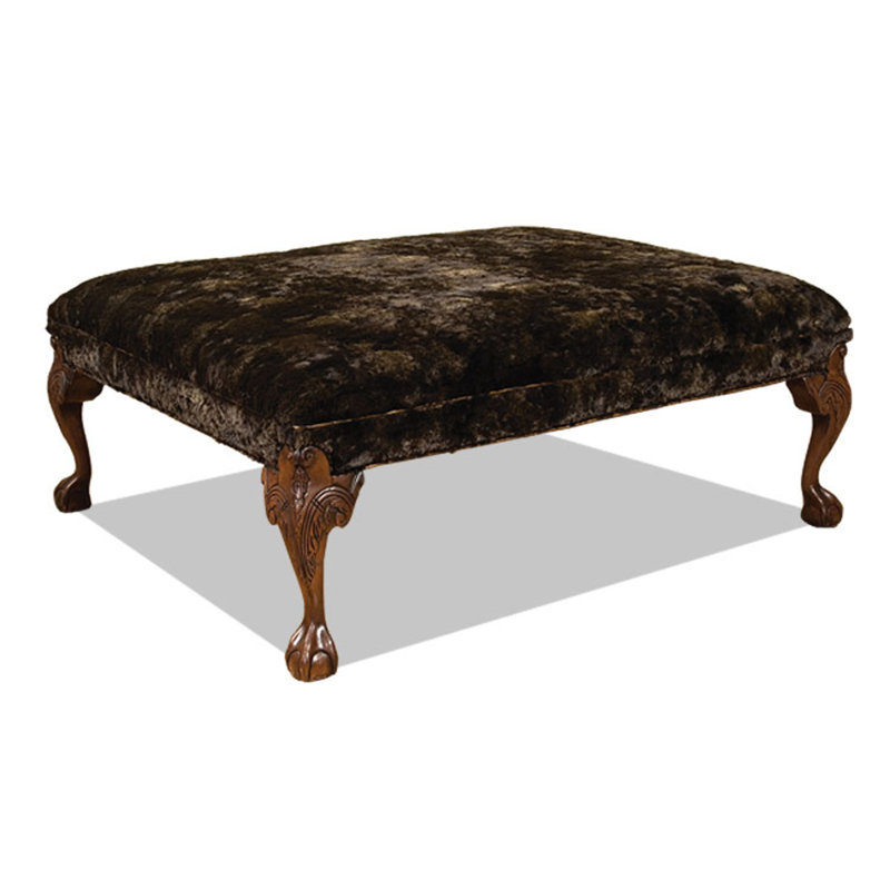 Ottoman, Bella Black Performance Velvet, Brushy Bayou