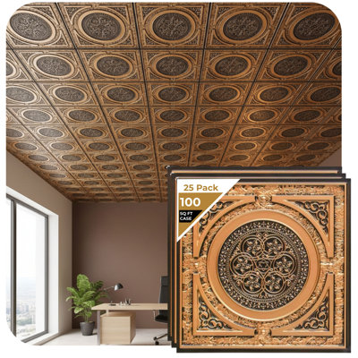 Steampunk Drop-In Or Glue-Up PVC Ceiling Tile