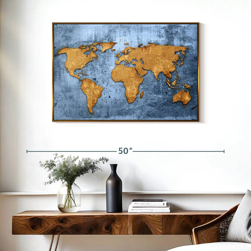 Azure World Luro, Cadre flottant doré, 37 po x 25 po