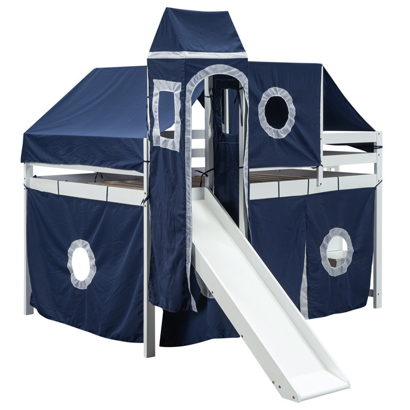 Lit mezzanine pour enfants, Bleu, Double