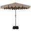 Parasol de patio 9 pi avec base lestée, sacs de sable, bouton poussoir, manivelle, nervures robustes, brun-1164618055