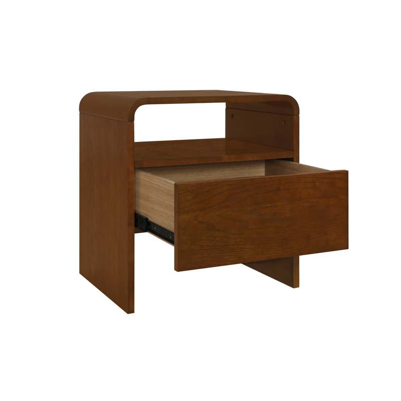 Table de chevet 1 tiroir en bois massif Bharkha, entièrement assemblée