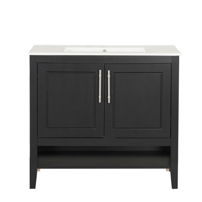 Meuble-lavabo simple 36 po avec plateau en céramique Chantail