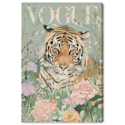 Spring Magazine Tiger Canvas Vintage Animal Art by Art Remedy