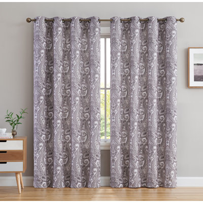 Annabel Paisley Room Darkening Thermal Grommet Curtain Panels Set for Living Room