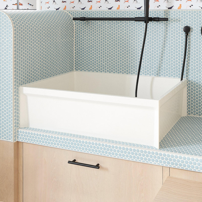 Linwald 24-1/8" Free Standing Single Basin Stone Composite Utility Sink, Gold