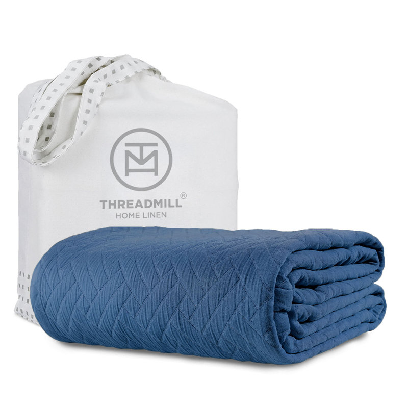 Couvre-lit en jacquard 100% coton Threadmill, Classic Sage Green, Très grand (106 po x 90 po)