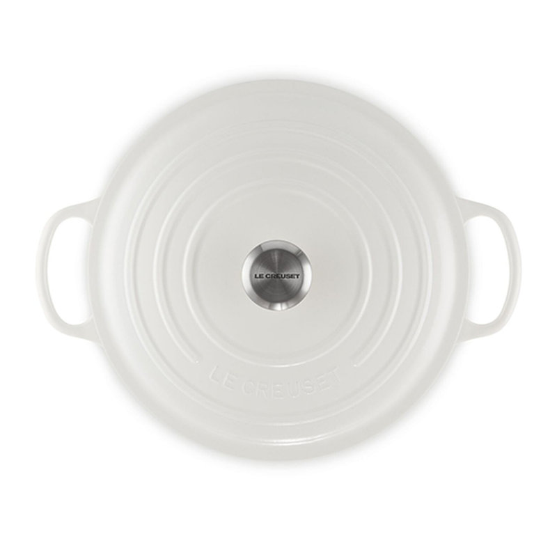 Le Creuset Signature Enameled Cast Iron Round Dutch Oven with Lid, White, 7.25 quarts
