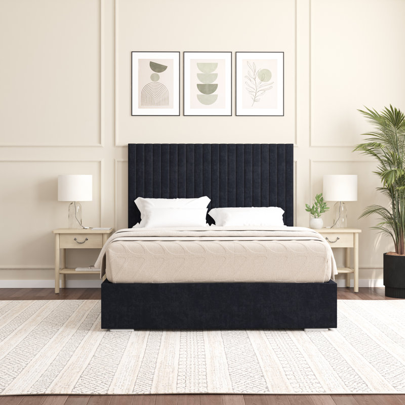 Aidean Upholstered Bed Frame, Single (3'), Black