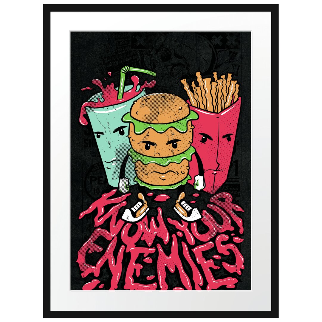 Gerahmtes Poster Know Your Enemies Black