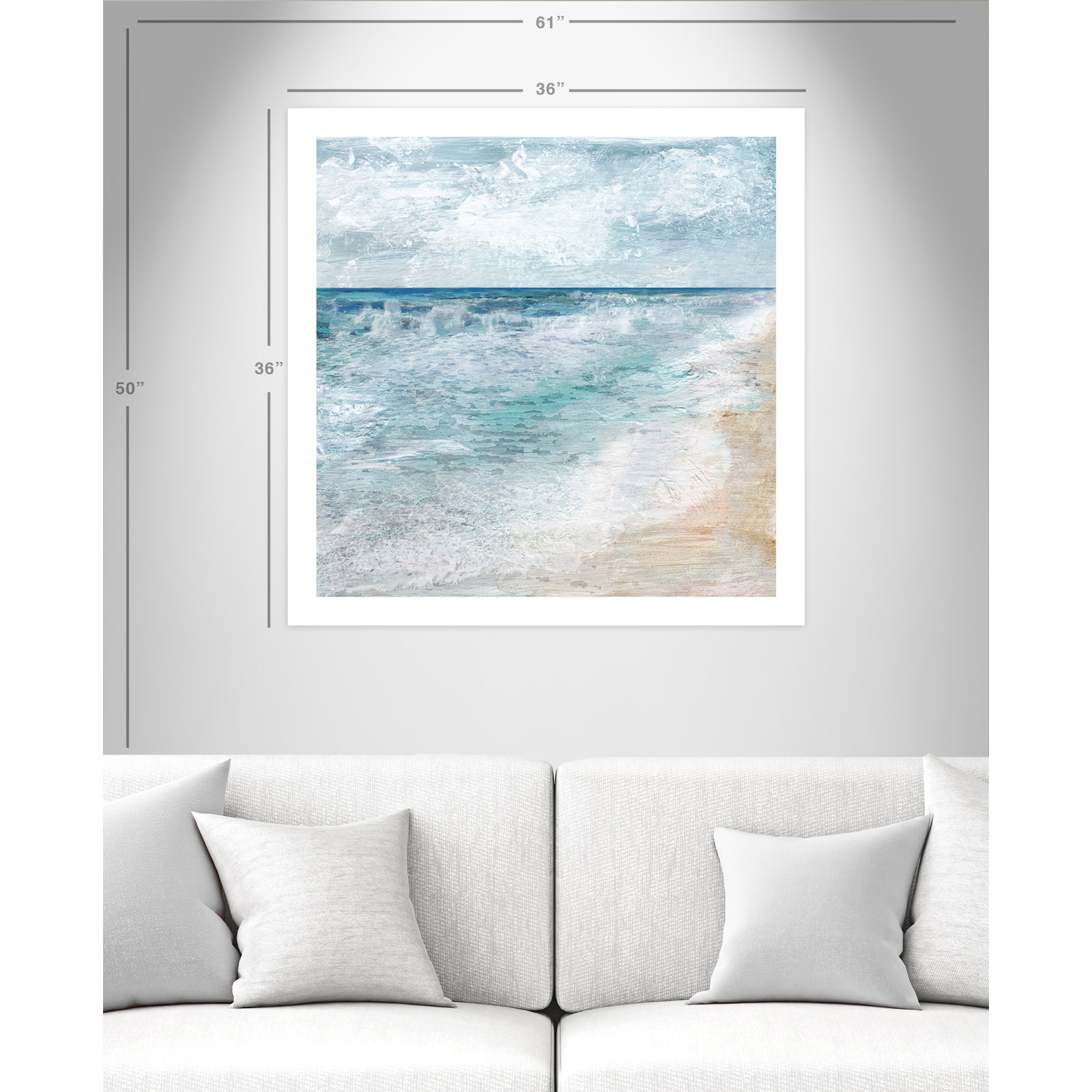 Basel "Shore Walk Rolled" Painting, 36" H x 36" W x 0.1" D