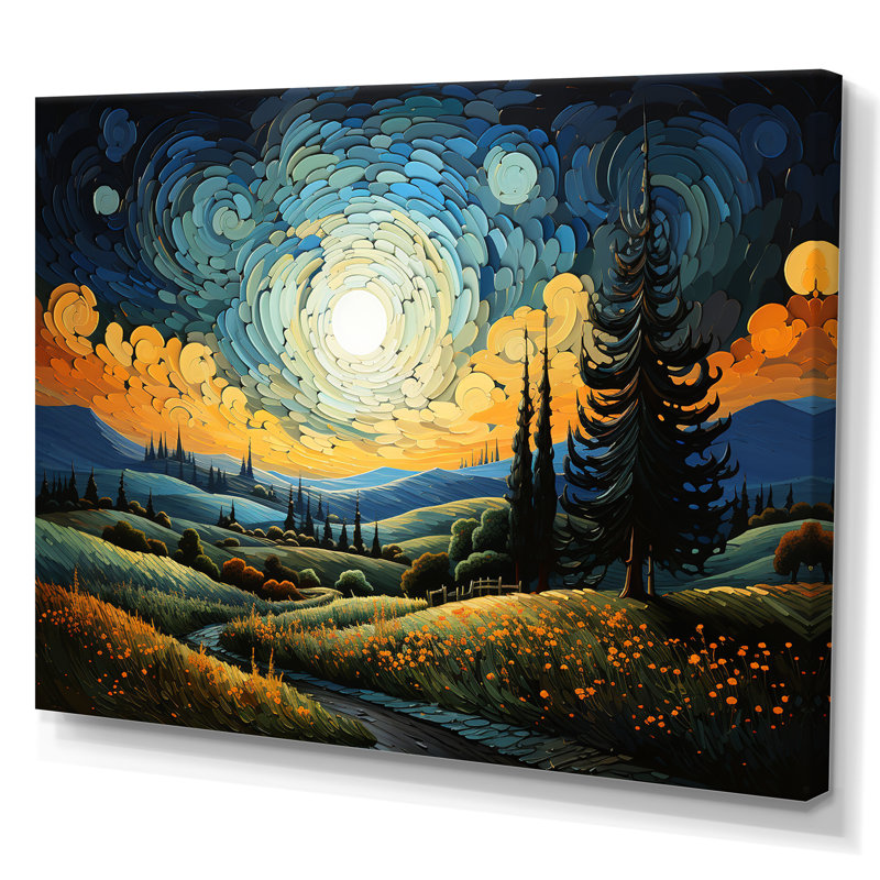 «Vangogh The Swaying Cypress III», art mural sur toile Vangogh, H 34 po x l 44 po x P 1,5 po, Toile tendue