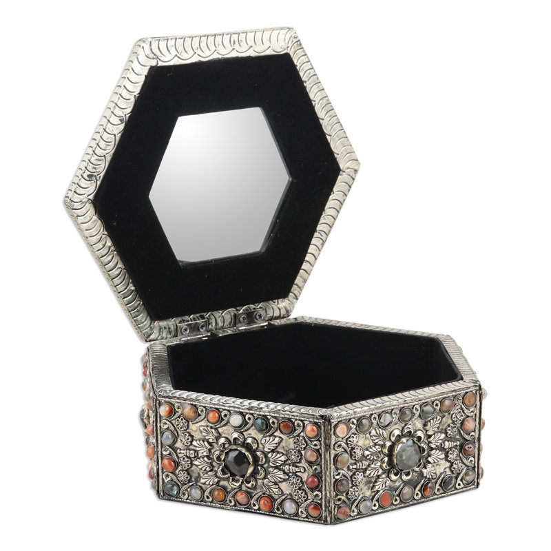 Boîte à bijoux en laiton plaqué nickel