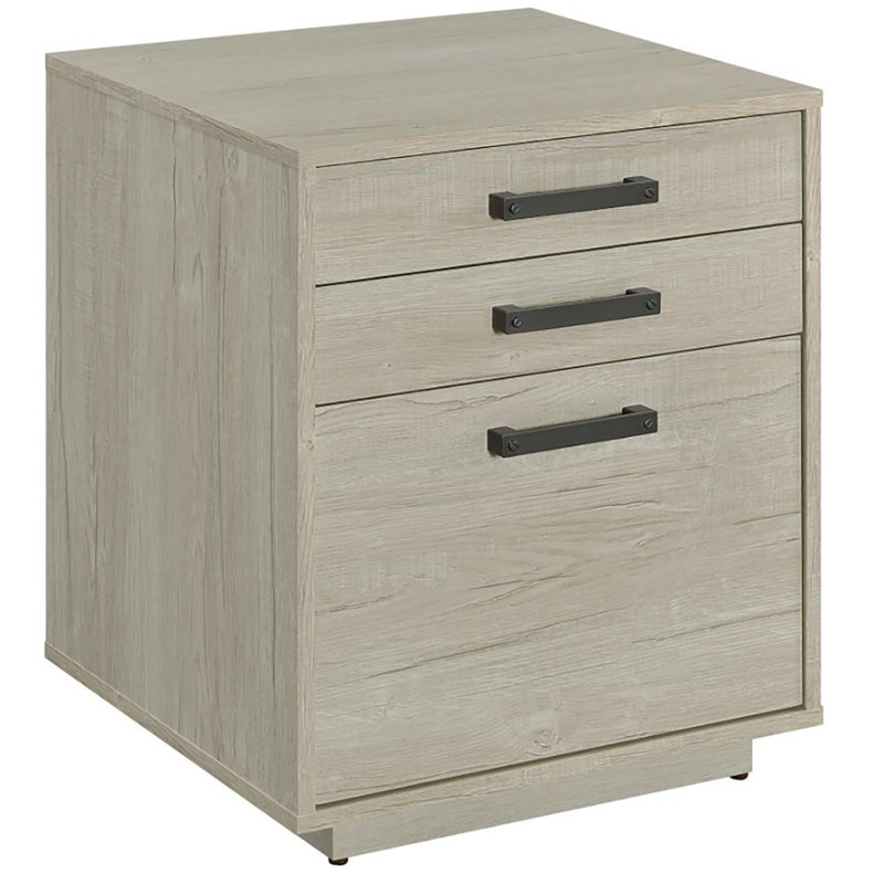 3-drawer Home Office File Cabinet Whitewashed Grey