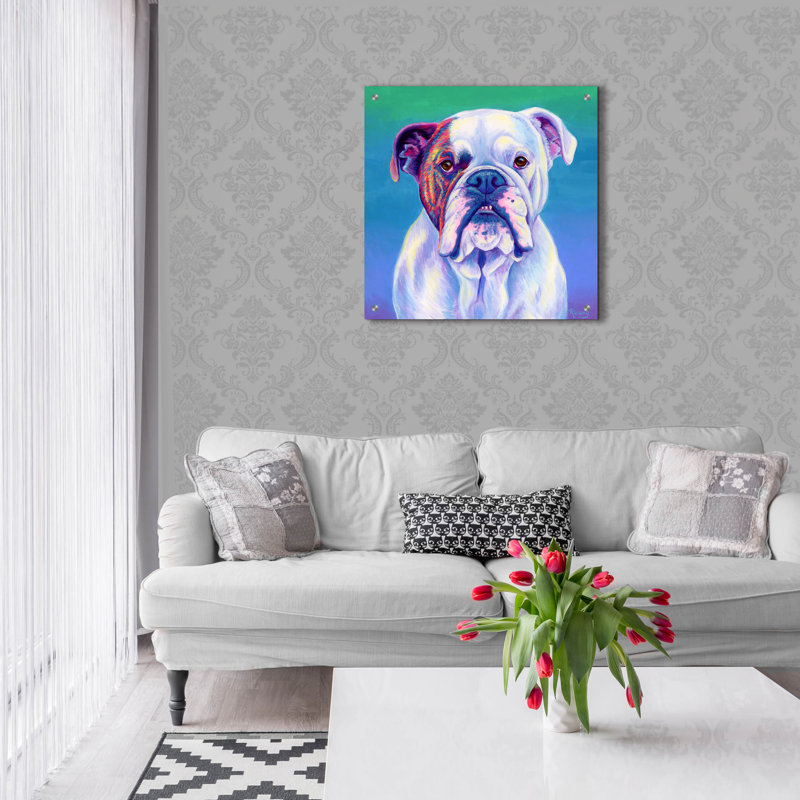 «Cute English Bulldog» par Rebecca Wang Art, H 24 po x l 24 po x P 0,2 po