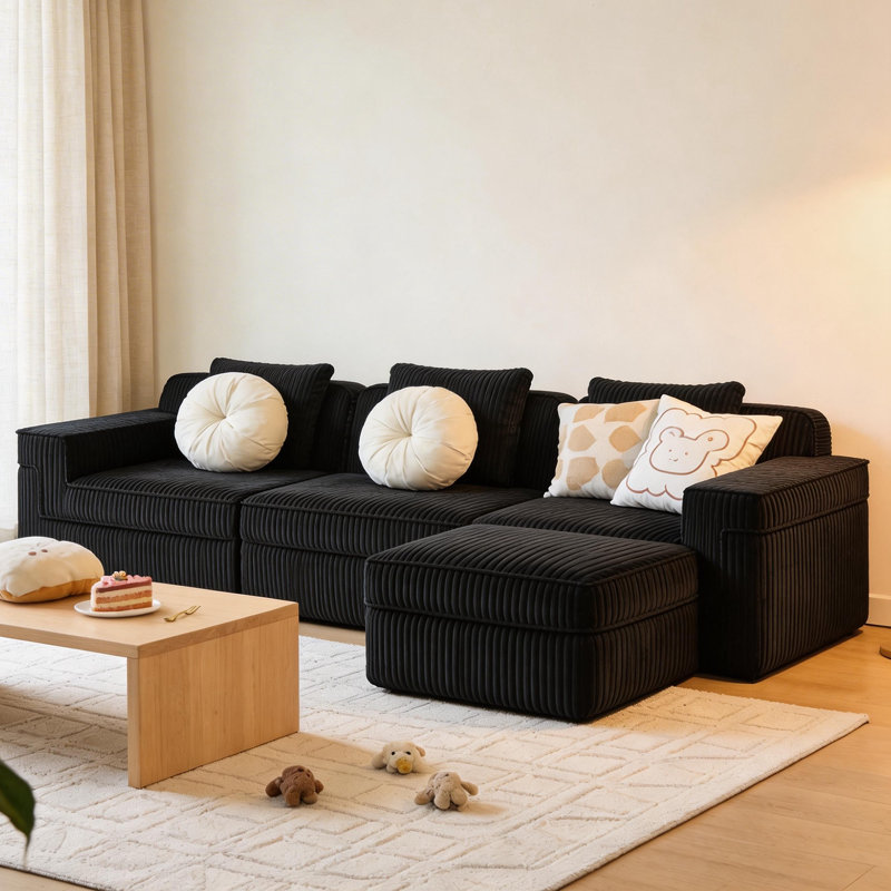 Canapé modulaire double sans os, Noir