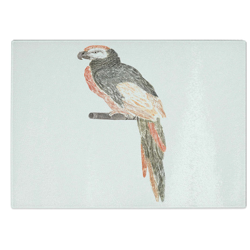 Glass Illustration of A Parrot by Johan Teyler Chopping Board, 28.5 cm W x 20 cm L