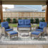 Cet élégant ensemble de conversation pour causeuse coulissante Willow Terrace transforme votre espace extérieur en une destination de vacances privée. Il comprend une causeuse coulissante, 2 chaises berçantes classiques, une table d'appoint, 2 repose-pieds et une table basse. «Its Design Aims To Balance Com»