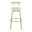 Tabouret de bar à hauteur fixe avec pivot en métal doré et velours crème - ensemble de 2